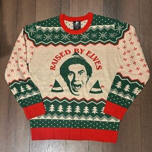 ELF Festive Crewneck Sweater - Green, Red, and Cream